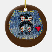 Camper Life Messy Bun Moederdag Camping Lovers Keramisch Ornament (Achterkant)