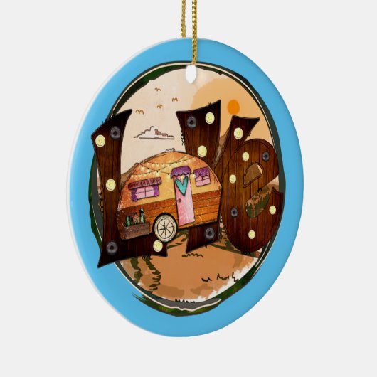 Camper Love - Travel Vacking Road Trip Keramisch Ornament (Rechts)