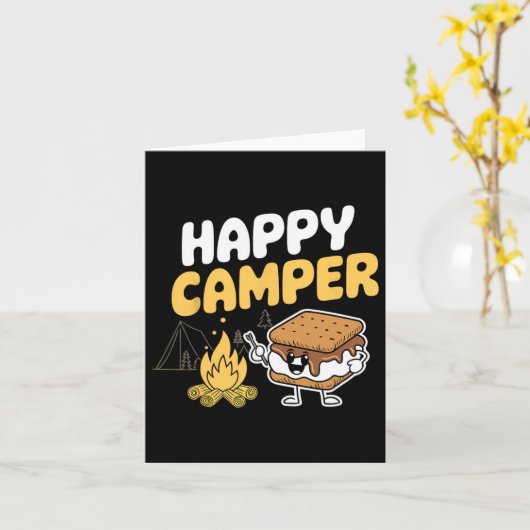 Camper Marshmallow Camping Smores Kawaii S'mores  Kaart (Gele Bloem)