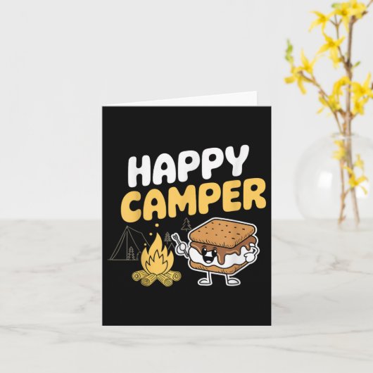 Camper Marshmallow Camping Smores Kawaii Smores Kaart (Gele Bloem)
