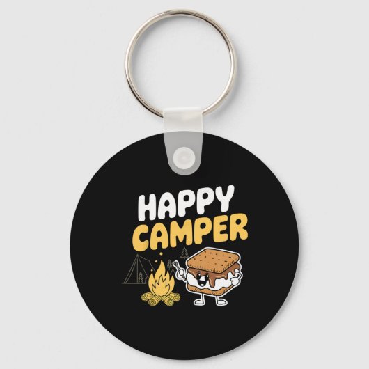 Camper Marshmallow Camping Smores Kawaii S'mores Sleutelhanger (Voorkant)