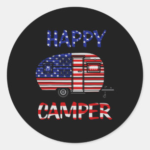 Camper Merica American Happy Pride Flag 4 juli Ronde Sticker
