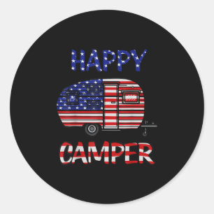 Camper Merica American Happy Pride Flag 4 juli Ronde Sticker