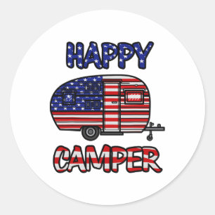 Camper Merica Amerikaanse Happy Pride Vlag 4 juli Ronde Sticker