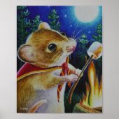 Camper Mouse Roasting Marshmallows Art 8x10 Poster (Voorkant)