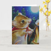 Camper Mouse Roasting Marshmallows Waterverf Art Kaart (Gele Bloem)