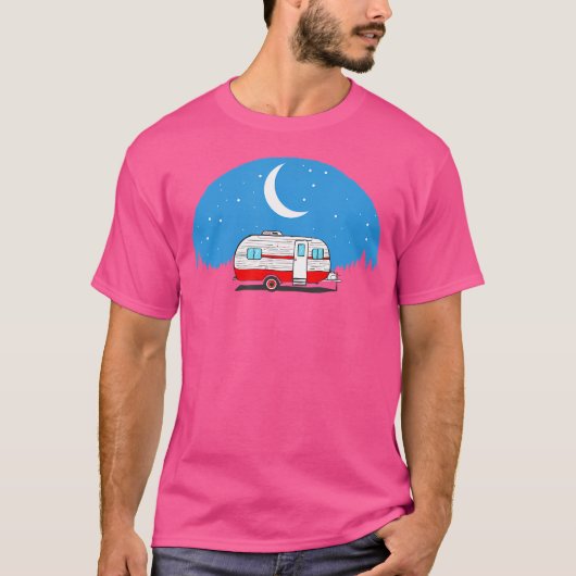  camper onder de sterren Retro Camping Shirt (Voorkant)