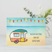Camper op Beach Winter Home Nieuw adres Aankondiging (Staand voorkant)