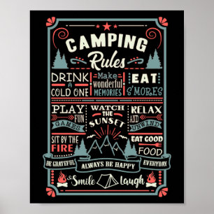 Camper Outdoor Tent Camping Rules Poster