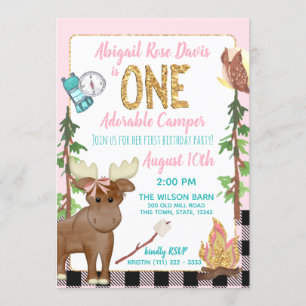 Camper Pink Buffalo Pset 1e verjaardag Camping Kaart