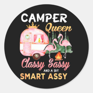 Camper Queen Classy Sassy Een beetje Smart Assy Ronde Sticker