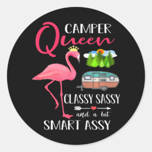 Camper Queen Classy Sassy Smart Assy Camping Ronde Sticker