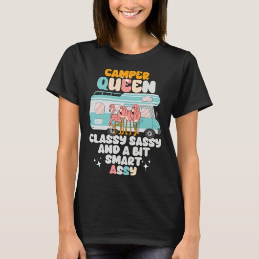 Camper Queen Classy Sassy Smart Assy Flamingo Camp T-shirt (Voorkant)