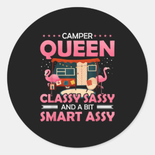 Camper Queen Cly Sy en een beetje slimme Y Funny C Ronde Sticker