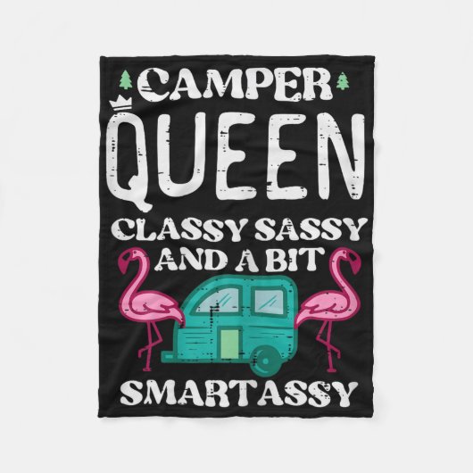 Camper Queen Cly Sy Smart Camping RV Dames Meisjes Fleece Deken (Voorkant)