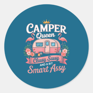 Camper Queen Cly Sy Smart Y Camng Rv Vrouwen Ronde Sticker