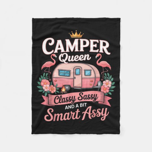 Camper Queen Cly Sy Smart Y Camng Rv Women  Fleece Deken (Voorkant)