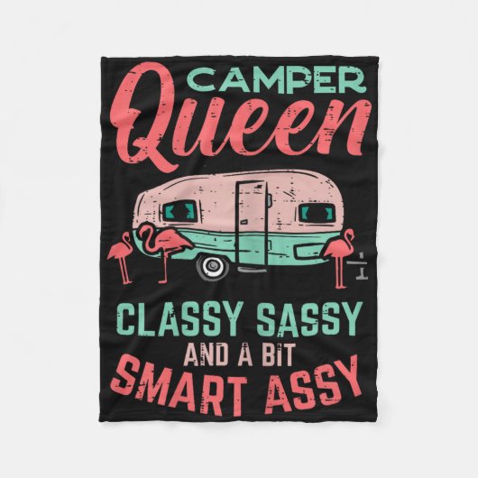 Camper Queen Cly Sy Smart Y Schattigee Camping Vro Fleece Deken (Voorkant)