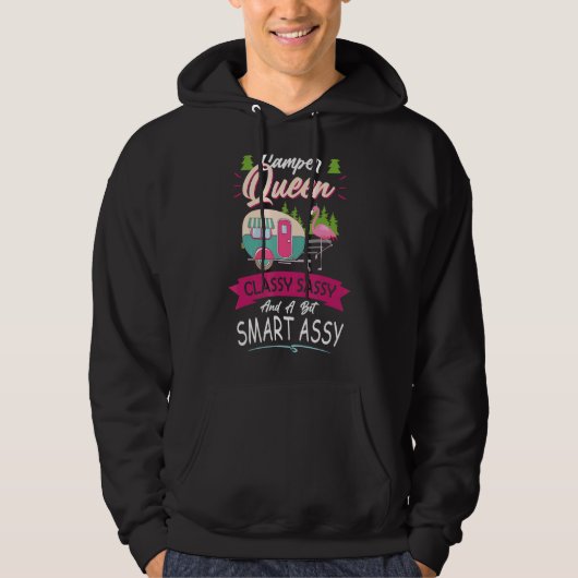 Camper Queen Flamingo Classy Sassy And A Bit Smart Hoodie (Voorkant)