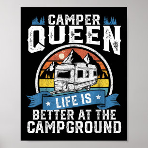 Camper Queen Life is een betere camping Funny Camp Poster
