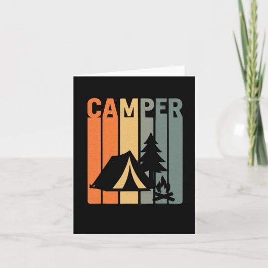 Camper Retro Funny Camping Tent Fire Pine Tree Out Kaart (Voorkant)