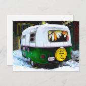 Camper Retro Gepensioneerde Sneeuwvogels  Bewegen Briefkaart (Voorkant / Achterkant)