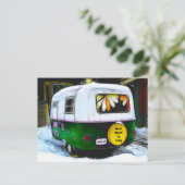 Camper Retro Gepensioneerde Sneeuwvogels  Bewegen Briefkaart (Staand voorkant)