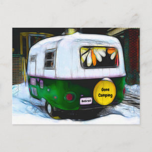 Camper Retro Gone Camping  Briefkaart