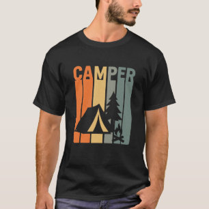 Camper Retro Grappige Camping Tent Vuur Dennenboom T-shirt