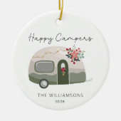 Camper Retro Green Kerstmis Keramisch Ornament (Voorkant)