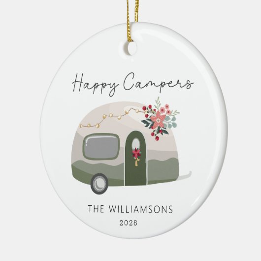 Camper Retro Green Kerstmis Keramisch Ornament (Links)