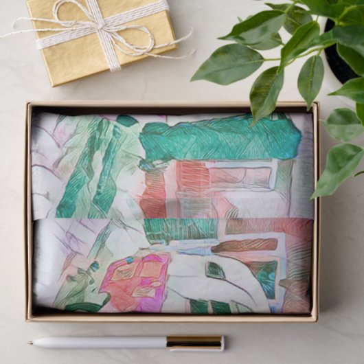 Camper Retro Hippie Bon Voyage Adventure Tissuepapier (Geschenk)