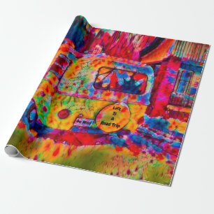 Camper Retro Hippie Colorful Life is een weg Cadeaupapier