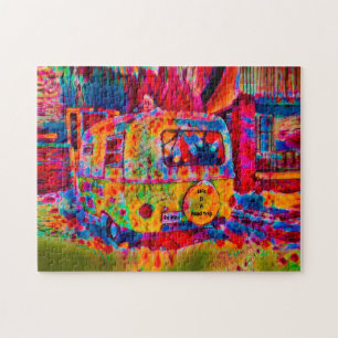 Camper Retro Hippie Colorful Life is een weg Legpuzzel