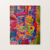 Camper Retro Hippie Colorful Life is een weg Legpuzzel (Verticaal)
