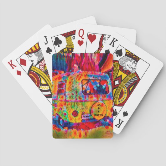 Camper Retro Hippie Colorful Life is een weg Pokerkaarten (Achterkant)