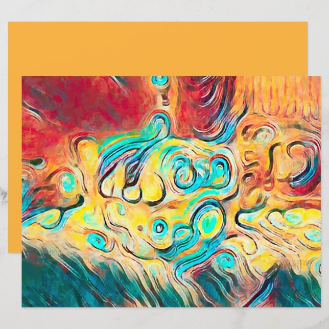 Camper Retro Hippie Colorful Yellow Red Abstract (Voorkant / Achterkant)