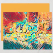 Camper Retro Hippie Colorful Yellow Red Abstract