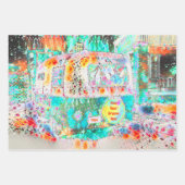 Camper Retro Hippie Green Groove en Vibe Pop Art Inpakpapier Vel (Voorkant 3)