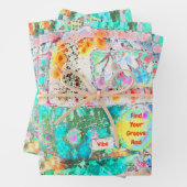 Camper Retro Hippie Green Groove en Vibe Pop Art Inpakpapier Vel (In situ)