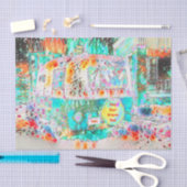 Camper Retro Hippie Green Groove en Vibe Pop Art Tissuepapier (Craft)