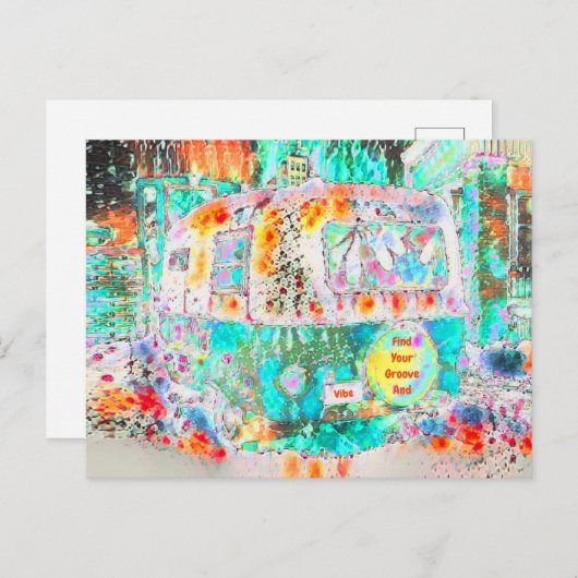 Camper Retro Hippie Groove en Vibe Pop Art Briefkaart (Voorkant / Achterkant)