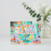 Camper Retro Hippie Groove en Vibe Pop Art Briefkaart (Staand voorkant)