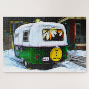 Camper Retro Hippie Life is een reis die gewoon ga Legpuzzel