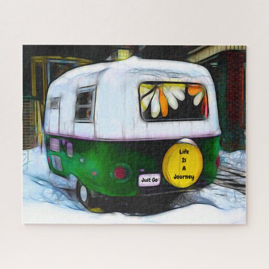 Camper Retro Hippie Life is een reis die gewoon ga Legpuzzel (Horizontaal)