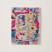 Camper Retro Hippie Road maakt geluk op vrijheid Legpuzzel (Verticaal)