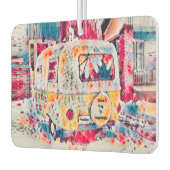 Camper Retro Hippie Road maakt geluk op vrijheid Luchtverfrisser (Links)