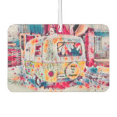 Camper Retro Hippie Road maakt geluk op vrijheid Luchtverfrisser (Voorkant)