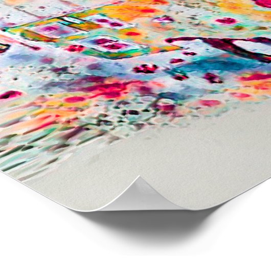 Camper Retro Hippie Road maakt geluk op vrijheid Poster (Hoek)