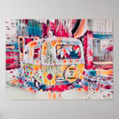Camper Retro Hippie Road maakt geluk op vrijheid Poster (Voorkant)